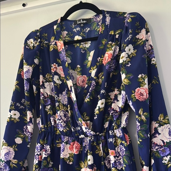 Lulu's Navy Floral Long Sleeve Dress - Picture 2 of 6